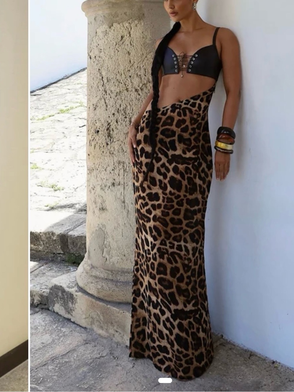 Fashion Nova Leopard Cutout Maxi Dress - Brown & Black
